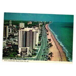 Vintage Fort Lauderdale Beach Aerial View Postcard Vacation Ocean Tourism Water